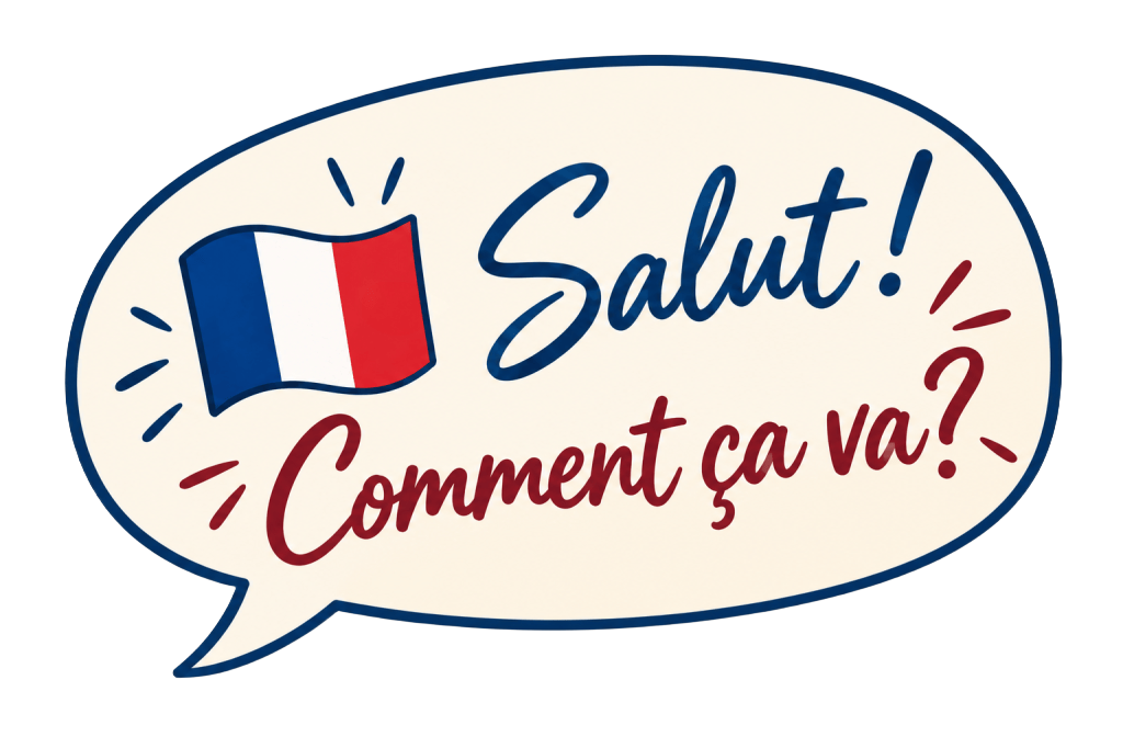 Remove the white background from the French speech bubble, preserving the speech bubble artwork exactly.